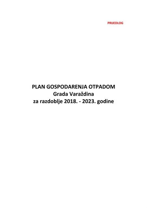 Pdf Plan Gospodarenja Otpadom Plan Gospodarenja Otpadom Grada