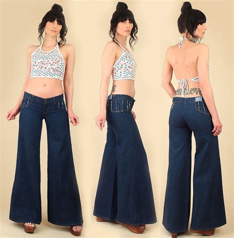 Vintage 70s Hip Hugger Bell Bottoms Jeans Deadstock By Etsy