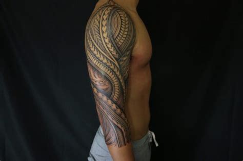 Polynesian Tribal Shoulder And Arm Tattoo By Jacob Maui Tattoo Artist