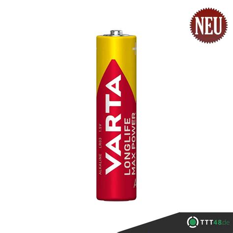 Varta AAA Micro Longlife Max Power LR03 Batterien 4er Packung