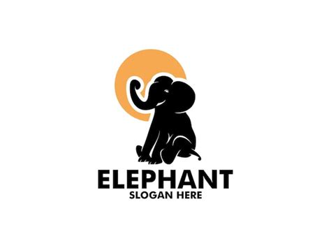 Elefanten Logo Vektor Sitzender Elefant Mit Sonnenlogo Designvorlage