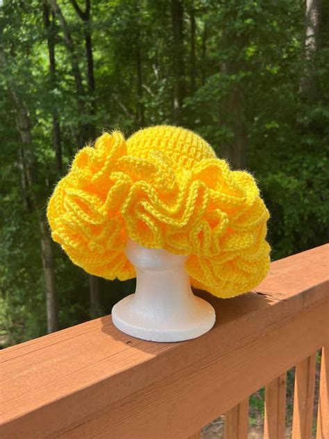 Crochet Ruffle Hat Sunshine Etsy Canada In 2024 Crochet Ruffle