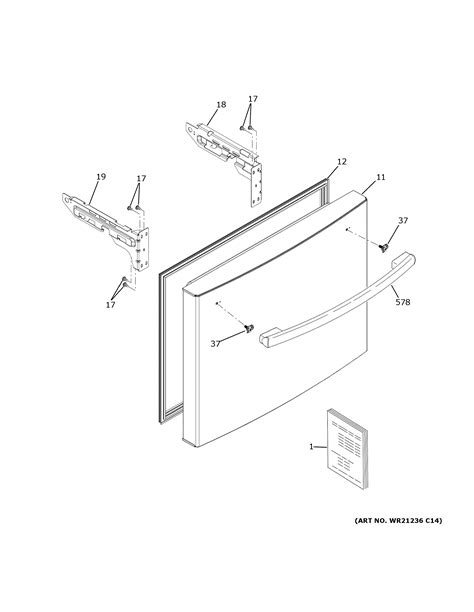 Assembly View For Freezer Door Gwe Jylfffs