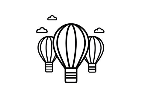 Colorful Hot Air Balloon Adventure Coloring Page