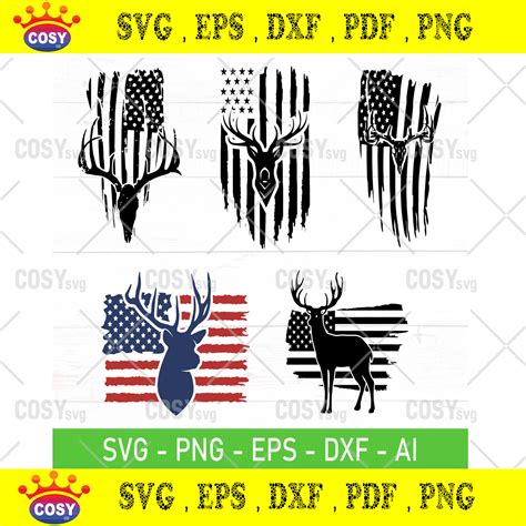 Deer Usa Flag Svg Hunting Deer Flag Svg