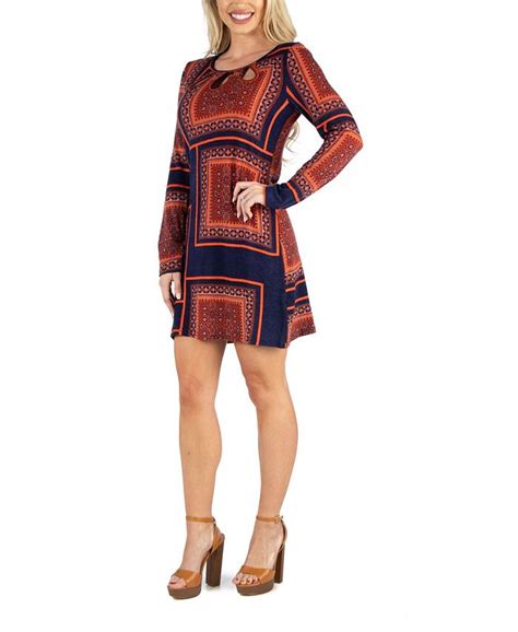 24seven Comfort Apparel Womens Long Sleeve Mini Dress Macys