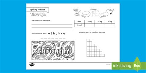 Through Spelling Practice Worksheet Professor Feito