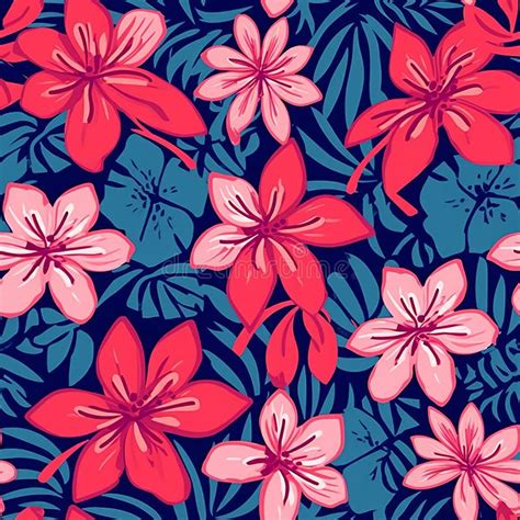 Exotic Hand Drawn Flowers Seamless Patterns With Floral For Fabric Textiles Clothing Stock