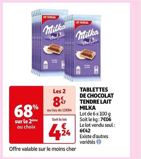 Promo Tablettes De Chocolat Tendre Lait Milka Chez Auchan ICatalogue Fr