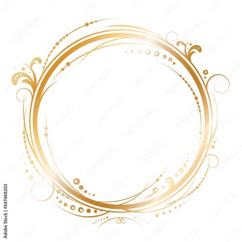 Golden Circle Vintage Frame On Transparent Background Abstract Border