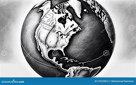 Planet Earth Globe - Realistic Pencil Drawing, Made with Generative AI ...