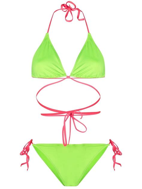 Buy NOIRE SWIMWEAR Tanning Wrap Style Bikini Green At Off Editorialist