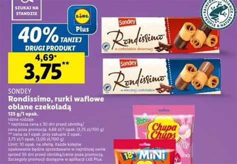 Promocja SONDEY Rondissimo rurki waflowe oblane czekoladą 125g w Lidl