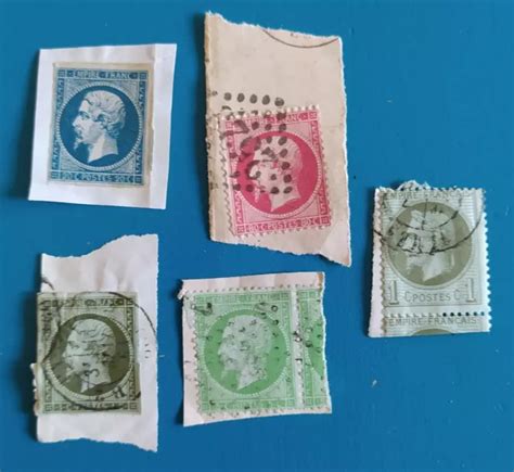 LOT DE 5 Timbres Classiques Differents France Sur Fragment Napoleon