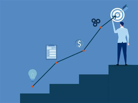 Career Planning Businessman Pulling Graph Of Growth Standing At Ladder