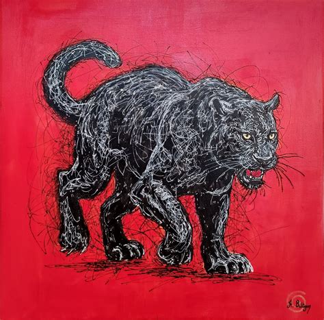 black panther animal painting