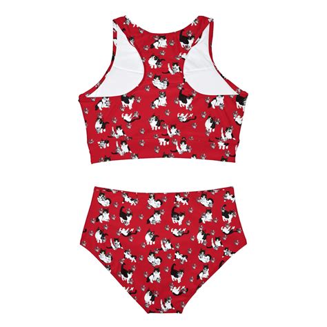 Sporty Bikini Set Cats Printed Beach Bikini Bikini Cats Galore Bikini Kawaii Beach Bikini