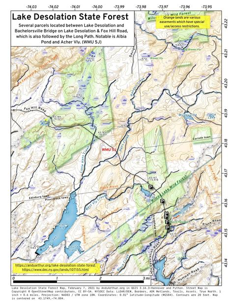 Map Lake Desolation State Forest Andy