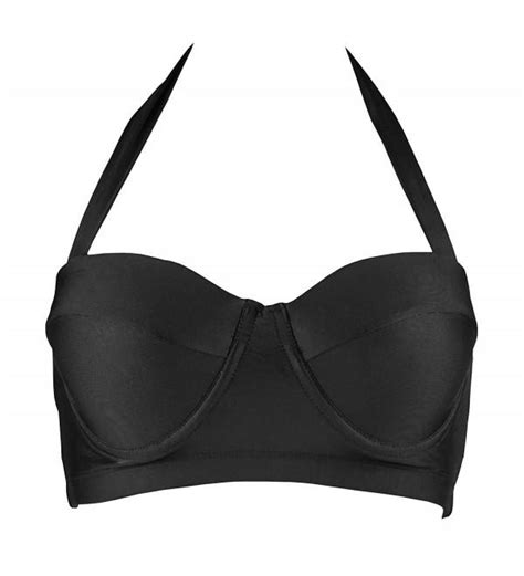Women S Retro Bikini Top Solid Black Bra Pin Up Padding Swim Tankinis FBA Black CA NRRRRS