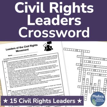 Leaders Of The Civil Rights Movement Crossword Puzzle Tpt