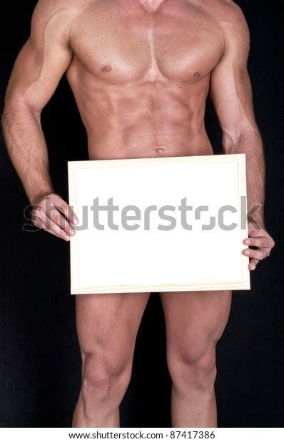 Naked Muscular Man Covering Box Copy Stock Photo 87417386 Shutterstock