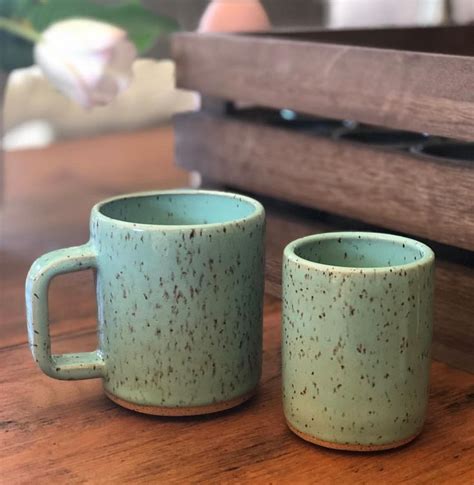 Wheel Thrown Custom Mug Set Made With Laguna Speckled Buff Clay And