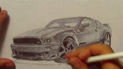 Ford mustang drawing with ballpoint pen