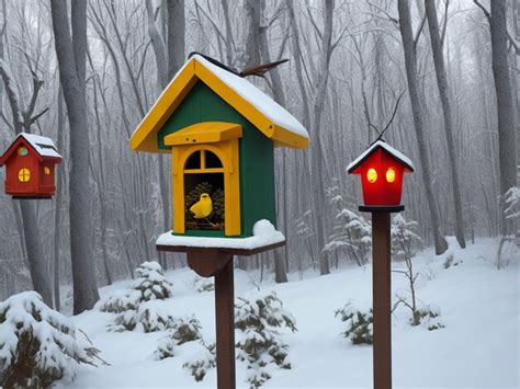 Premium AI Image | bright bird feeder in winter