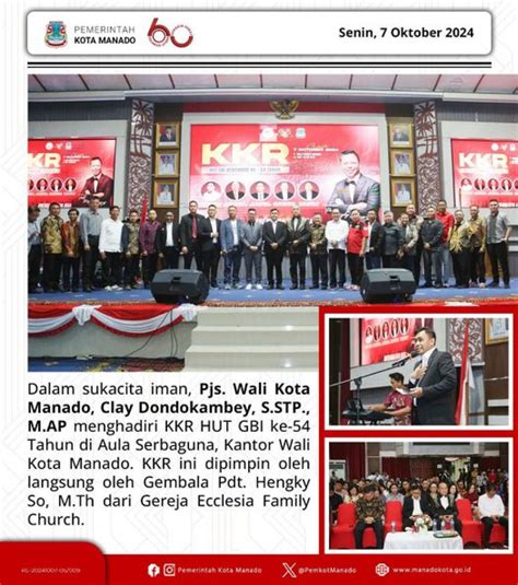 Pjs Wali Kota Manado Menghadiri Kkr Hut Gbi Ke Tahun Di Aula