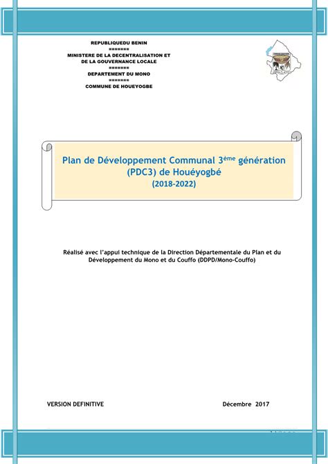 Plan De Développement Communal 3Ème Génération PDC3 Aux Prescriptions