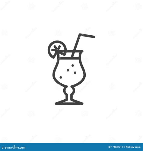 Sex On The Beach Cocktail Line Icon Stock Vector Illustration Of Design Cocktail