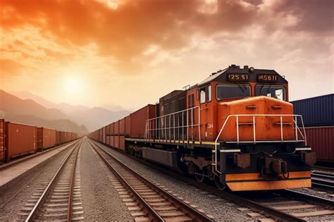 Un Tren Que Transportaba Contenedores De Carga Foto Premium