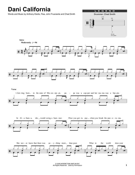 Red Hot Chili Peppers Dani California Drum Sheet Music At Skye Milliner Blog