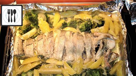 Рыба Пикша в духовке. Рыба с картошкой, брокколи и зеленой фасолью. ПП ...