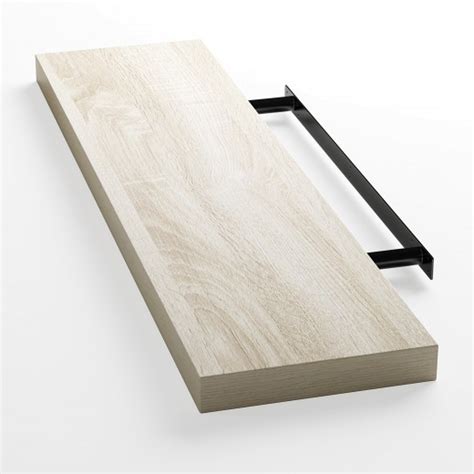 Étagère murale flottante 50 cm en MDF chêne clair Tablette à fixer au