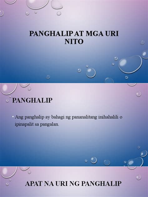 Panghalip At Mga Uri Nito Pdf