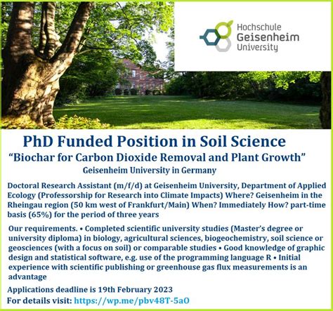 Agristok On Twitter Phd Funded Position In Soil Science Biochar