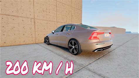 Volvo S60 2023 Crashes Wall 200 Km H 😯 Beamng Drive Youtube