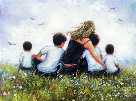 Mother And Four Sons Hugging Painting By Vickie Wade