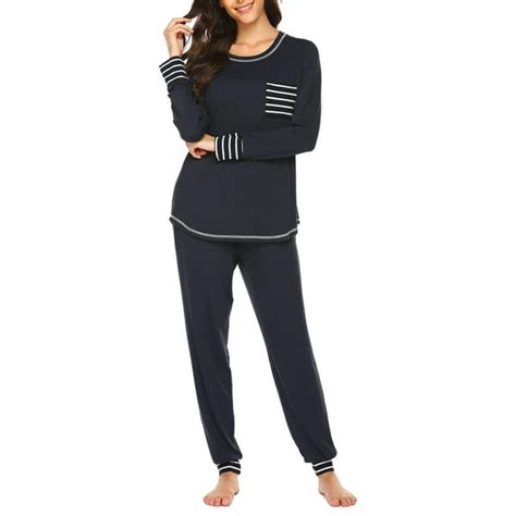 Kissgal Womens Pajama Sets Plus Size Long Sleeve Pj Top And Pants 2