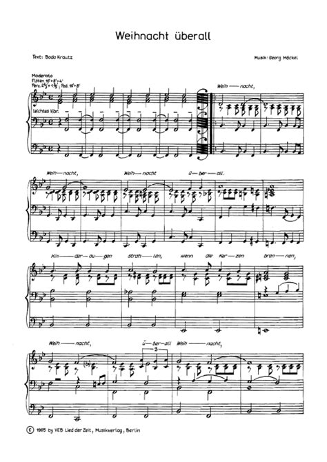 Weihnacht überall Orgel Solo PDF Noten von Weihnachtslied in B Dur