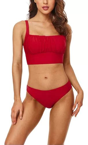 Conjunto De Bikini Con Busto Fruncido Para Mujer Anfilia Cuotas Sin Inter S
