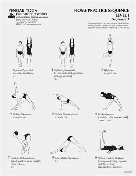 Yoga Home Practice Sequence Level Sequence 1 | Iyengar yoga, Yoga institute, Kundalini yoga