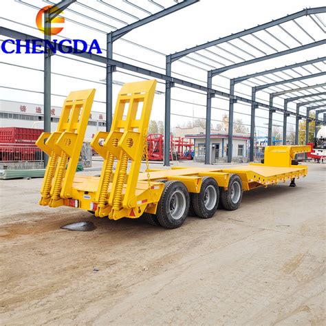 Heavy Duty Axles Excavator Transport Gooseneck Lowboy Low Loader Bed