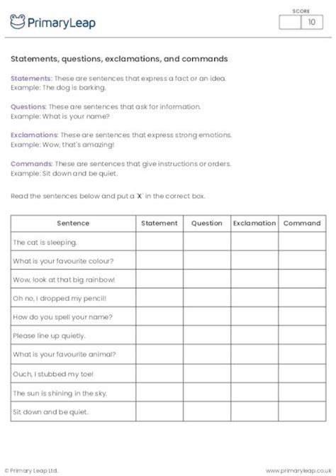 Literacy Statements Questions Exclamations And Commands Worksheets Library