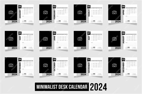 Premium Vector Minimalist Trendy Desk Calendar Design 2024 Set Of 12