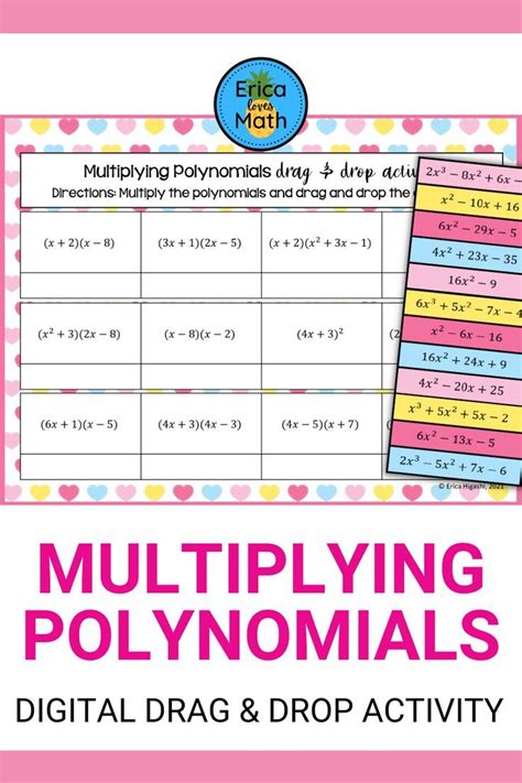 Multiplying Polynomials Digital Activity Drag Drop High School