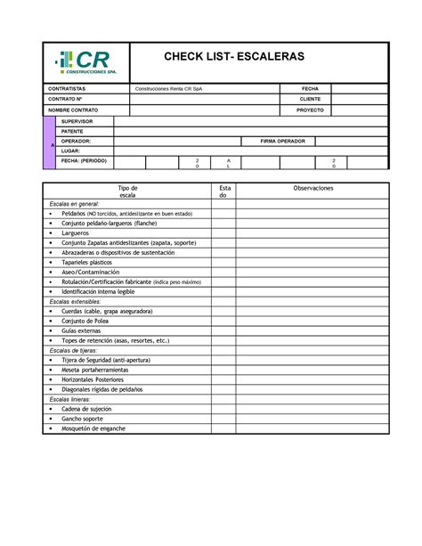 Check List Escaleras