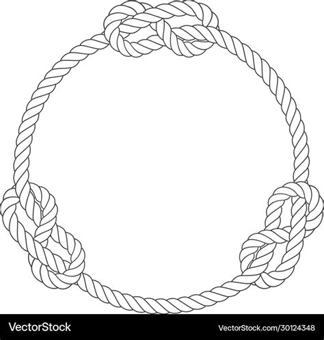 Round Rope Frame With Knots Simple Style Line Vector Image