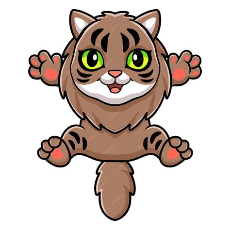 Lindo pequeño gato siberiano de dibujos animados | Vector Premium